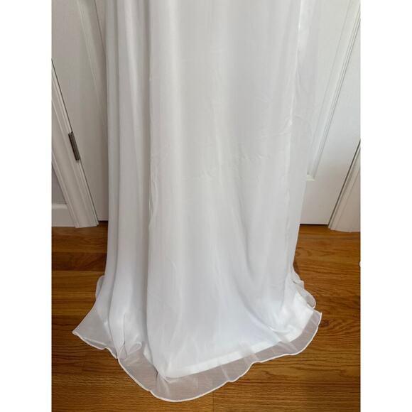 Lulus NWT Radiant Romance White Tie-Strap Maxi Dress Lined Chiffon Wedding Large - Picture 4 of 13